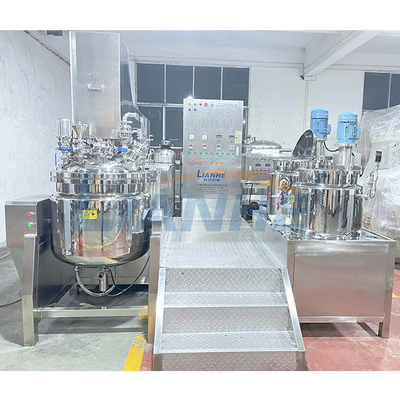 El alto mezclador poner crema cosmético 200L del emulsor del esquileo cuece control del PLC al vapor de la calefacción