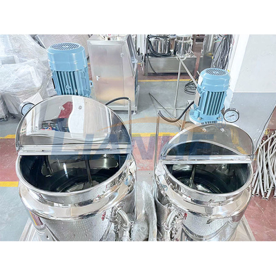 El alto mezclador poner crema cosmético 200L del emulsor del esquileo cuece control del PLC al vapor de la calefacción
